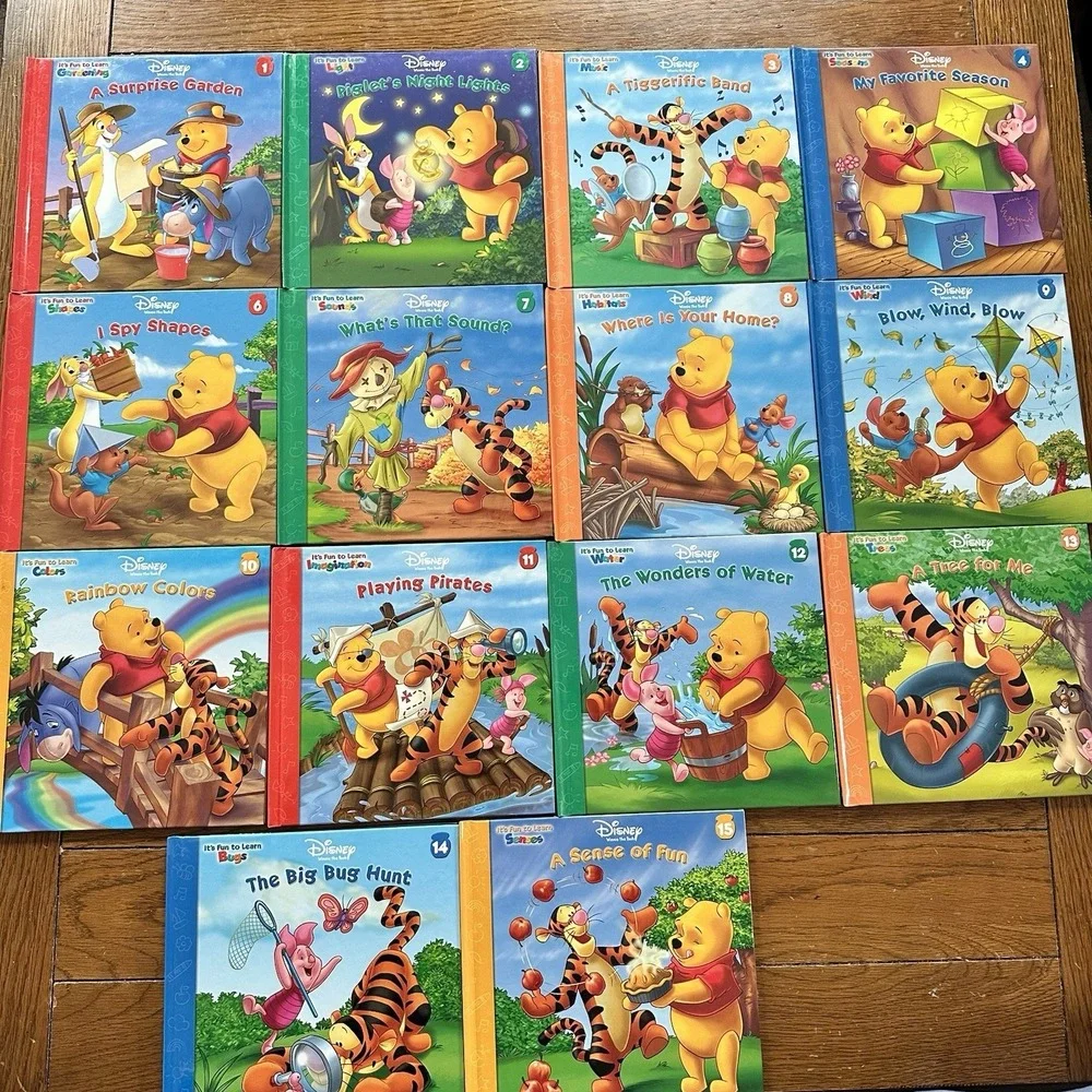 Winnie the Pooh Its Fun To Learn Childrens Book Set of 14 Vintage 2003 Disney
